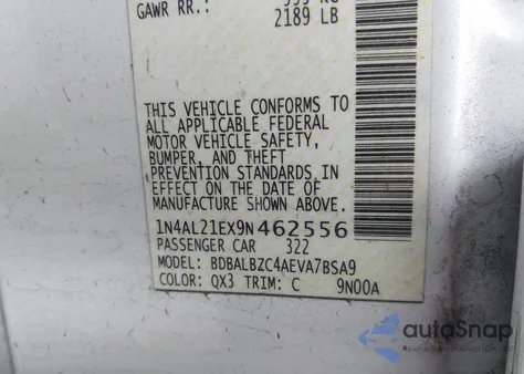 2009 Nissan Altima 2.5 S from USA, damaged, VIN 1N4AL21EX9N462556